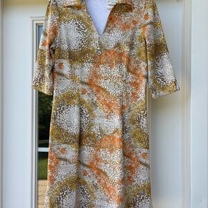 J. McLaughlin Orange and Gold Patterned Midi Dress